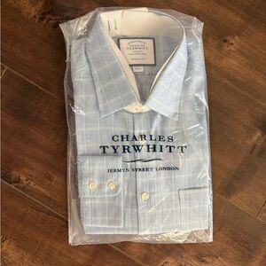 Charles Tyrwhitt Sky Blue Plaid Men's Dress Shirt